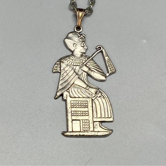 Vintage Egyptian Revival Pharaoh Pendant Necklace Unisex - Picture 1 of 9